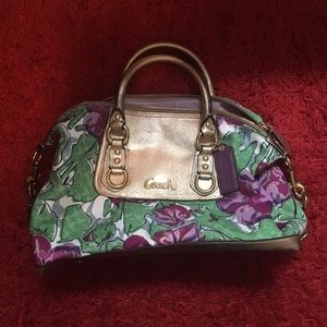 Coach floral print satchel